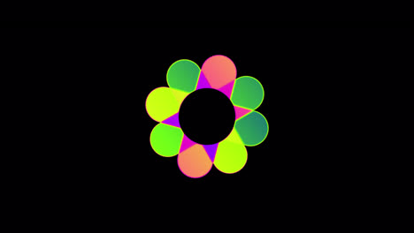 colorida flor giratoria psicodélica para animaciones de logotipos circulares