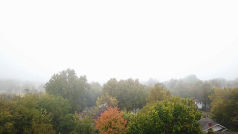 Rural-settlement-in-the-countryside-with-foggy-morning,-Oklahoma