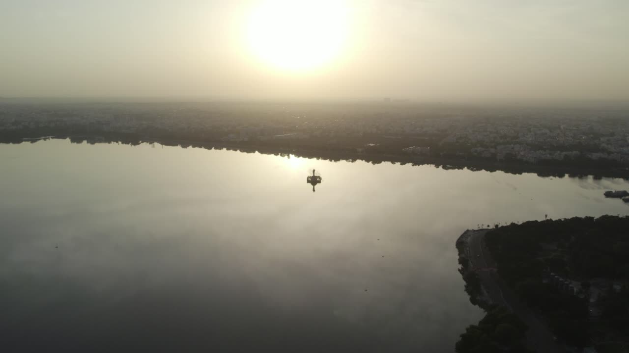 하이테라바드 시내의 해가 뜨는 항공 영상