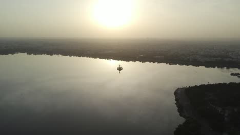 video aéreo del amanecer del centro de la ciudad de hyterabad