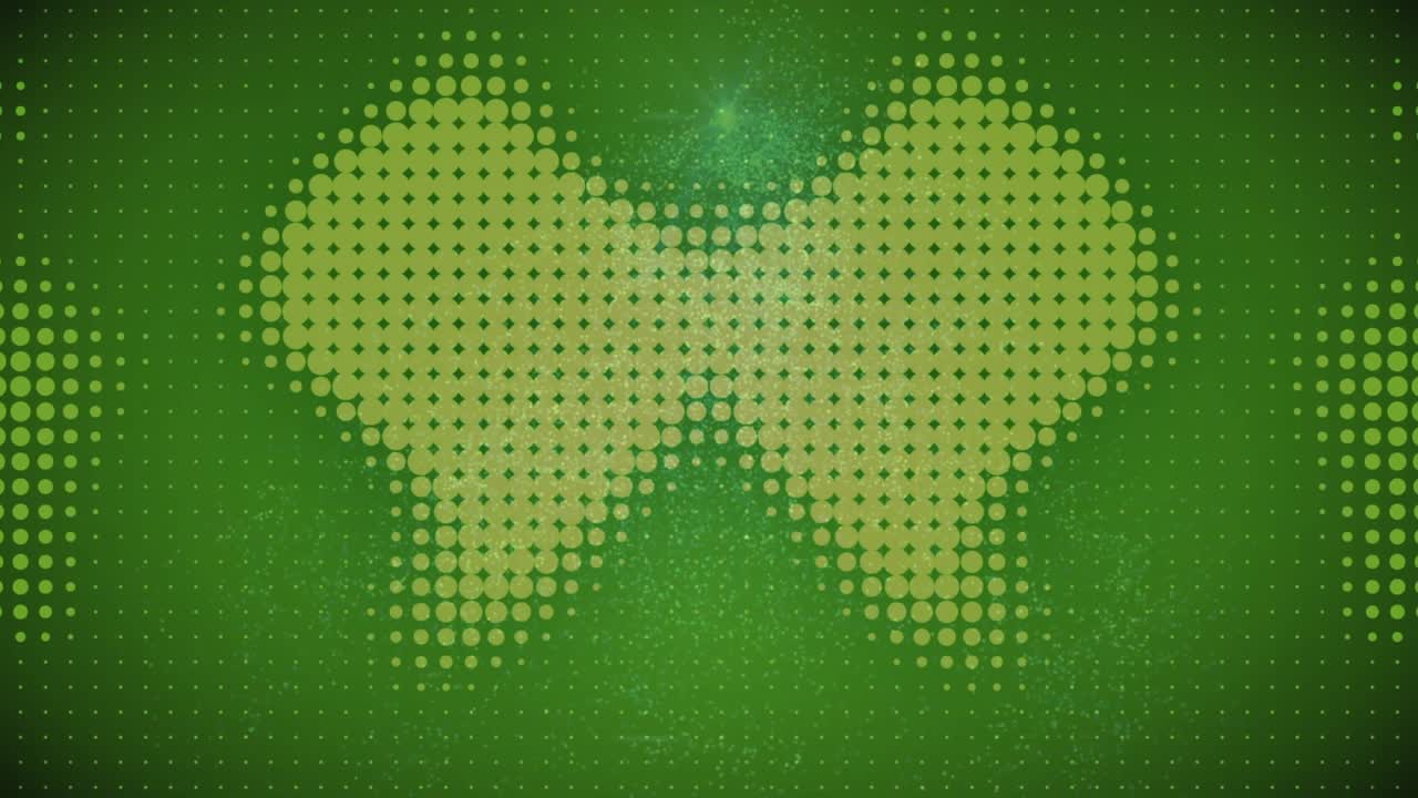 반짝이는 궤적이 플랫한 점 오버레이에 나타나고, 맥동하는 링, 발사되는 빔이 나비 모양을 만들어요.