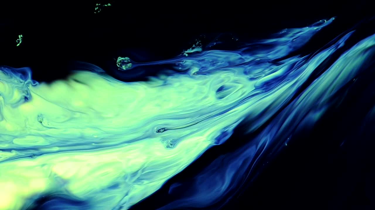 A yellow and blue river emerges from the black void and flows to nowhere known - an all natural AbstractVideoClip