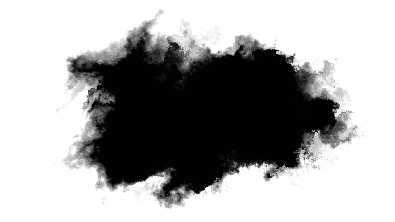 Transizioni con effetto schizzo bianco, macchie di vernice nera che si espandono, su sfondo bianco, inchiostro grunge