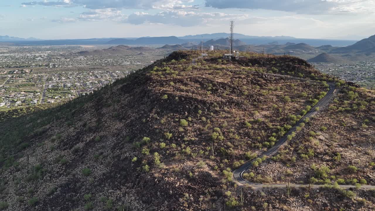 Panoramic view of peak of Tumamoc Hill in Tucson, Arizona