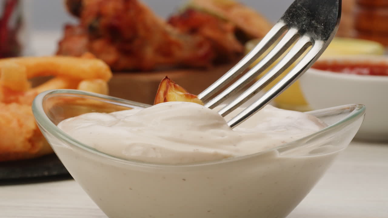 Potato Wedges with Ranch Dip and Chicken Wings