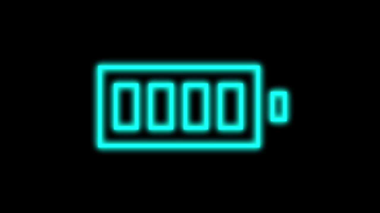 Neon Blue Battery Charging Icon Animation