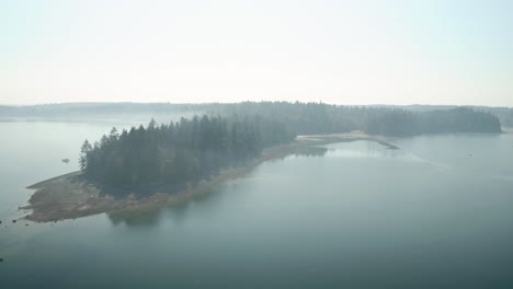 the magical misty forest of penrose state park in washington, usa -aerial