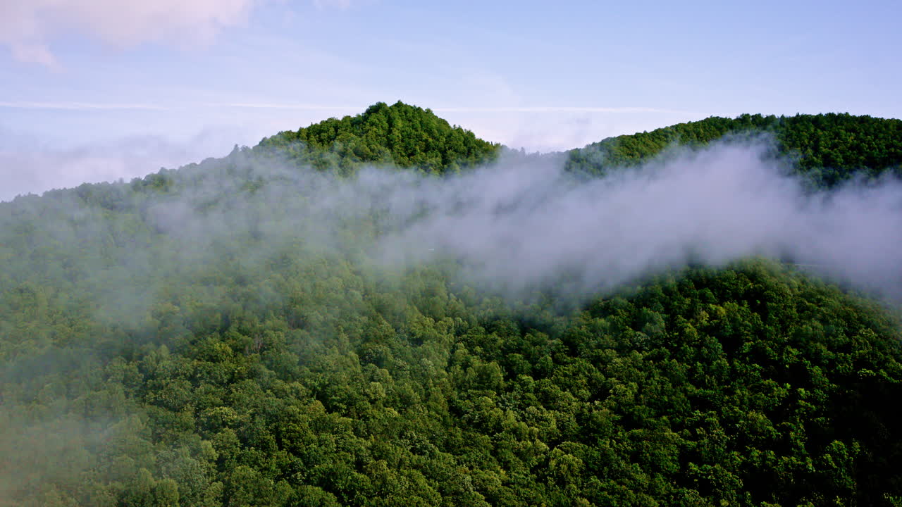 Mist-filled Smoky Mountain vistas captured from the air in the USA