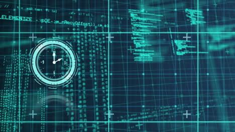 animation of clock over data processing on grid