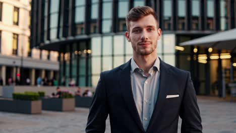 businessman in front of modern building
