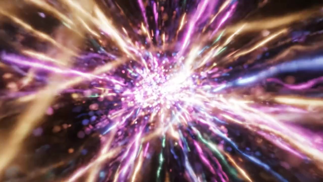 Captivating Sequence of Explosive Cosmic Colors: A Stunning Visual Journey Through Vibrant Light Patterns and Energetic Sparkles Against a Dark Backdrop