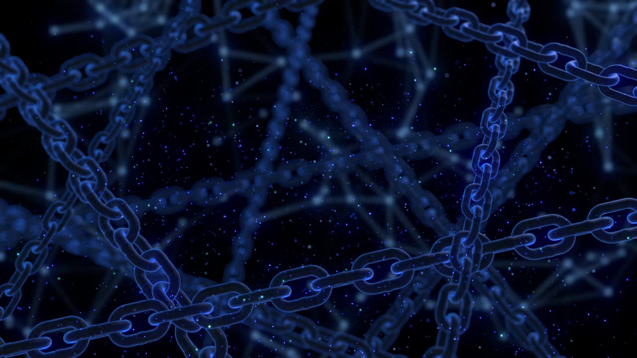 animación de bucle de tecnología de enlace de cadena de bloques de hologramas