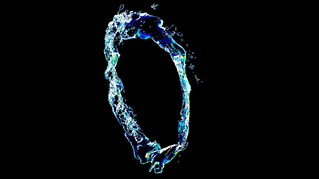 super cámara lenta disparado en forma de anillo azul chorro de agua. 1000fps 4k