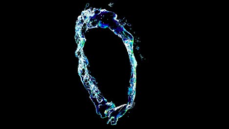 super cámara lenta disparado en forma de anillo azul chorro de agua. 1000fps 4k