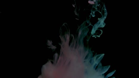 colorful red and blue paint drops mixing in water. ink swirling underwater. colored acrylic cloud abstract smoke explosion. close up view