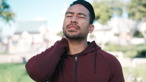 neck injury pain, fitness or man hurt