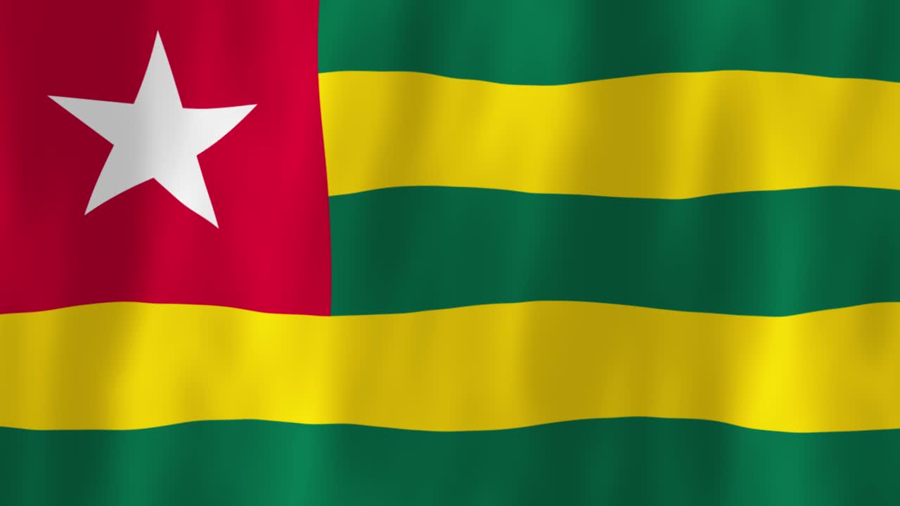 Togo flag country animation 3D symbol design waving in wind movement national patriotism world culture emblem banner republic West Africa red white star green yellow stripes