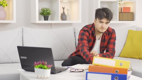 el perezoso no quiere trabajar desde casa y mira archivos vacíos.