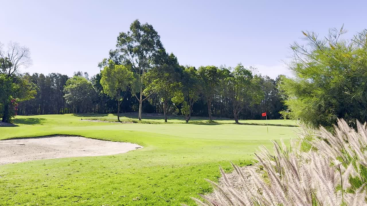 Scena di golf tranquilla con verde rigoglioso