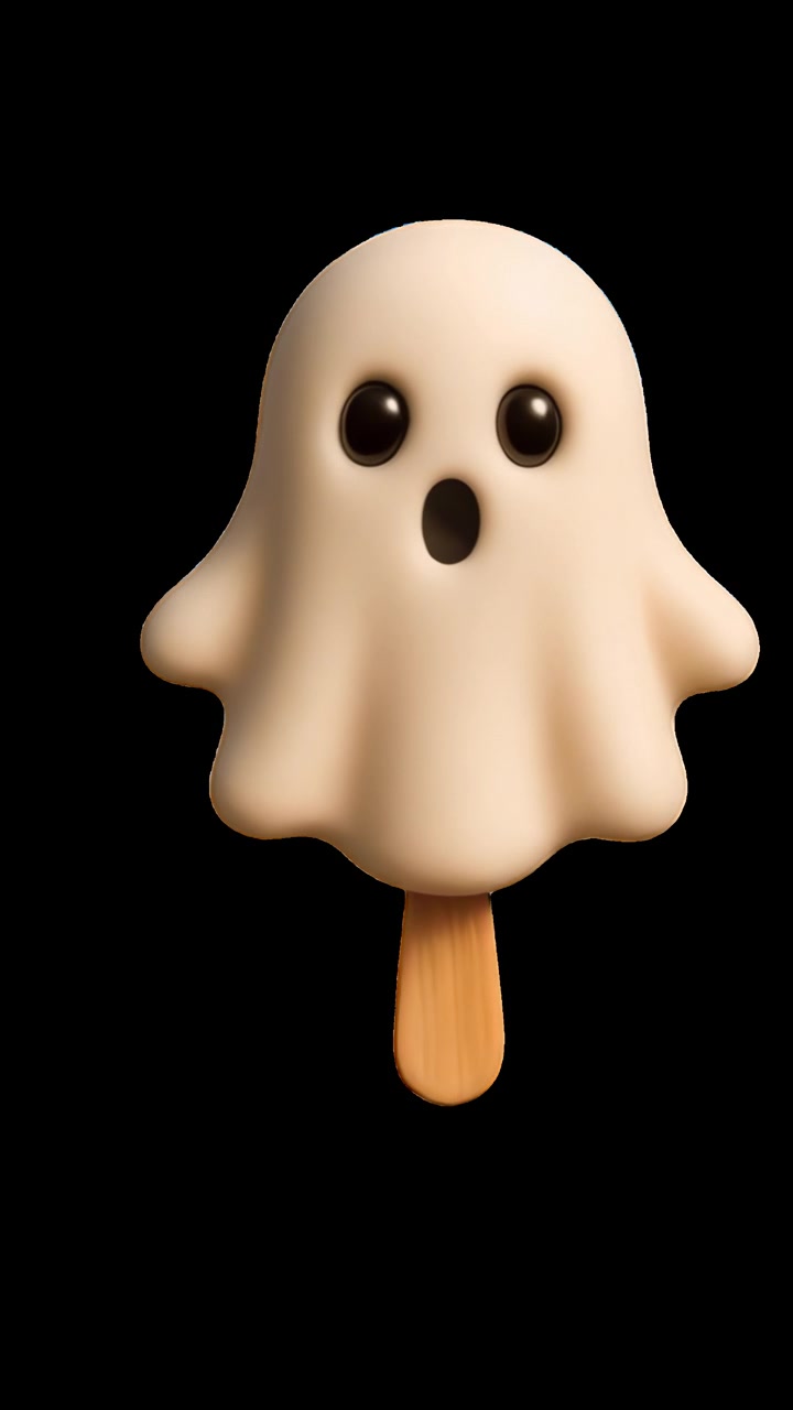 Animated Ghost Shaped Popsicle With Changing Facial Expressions