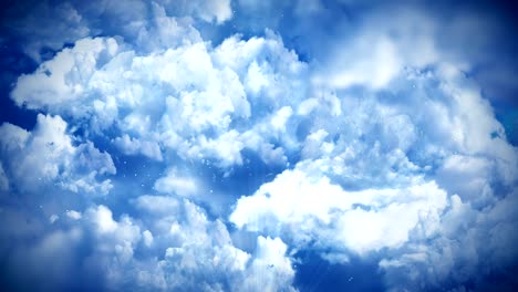 fantasy landscape on cloudy sky, white smoke animation, loop background,