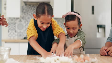 Dough,-baking-and-girl-children-learning