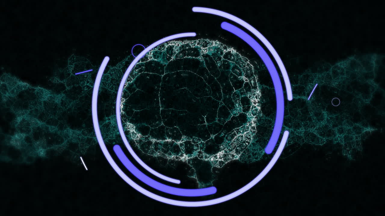 Animation of digital network forming circular pattern with glowing lines in school