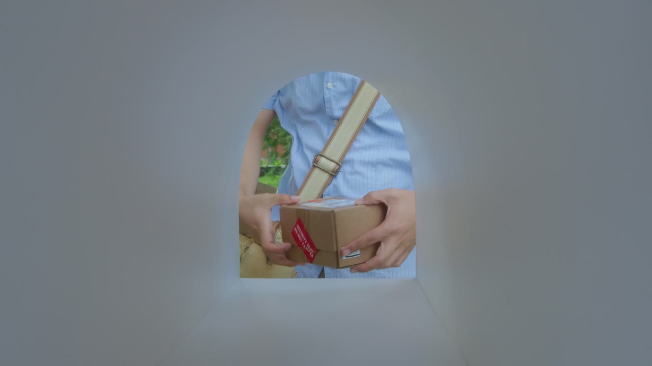 Hands of Courier Putting Parcel Boxes into Mailbox