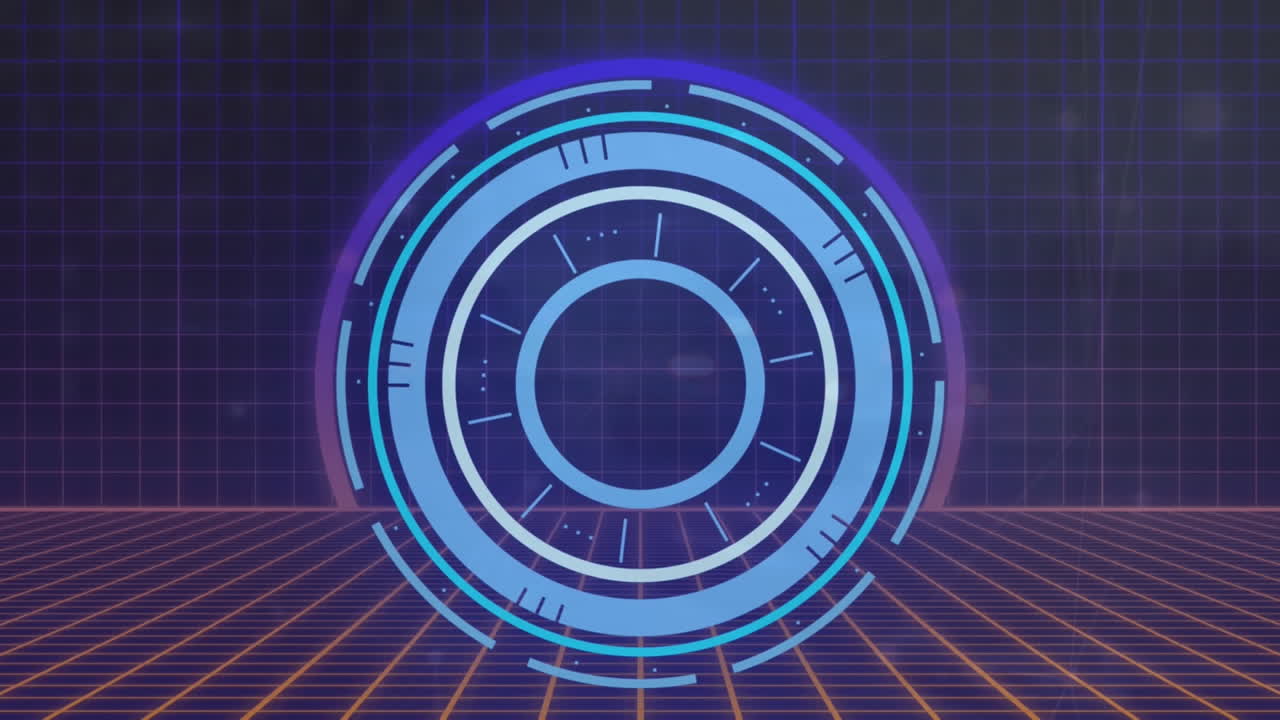 검은 바탕에 그리드 패턴으로 로딩 서클의 애니메이션