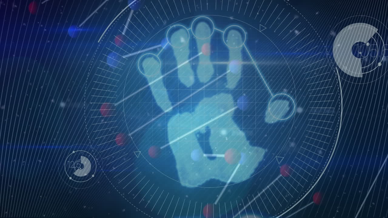 온라인 보안 락과 함께 검은 공간에서 회전하는 아이콘 연결 및 지구의 애니메이션