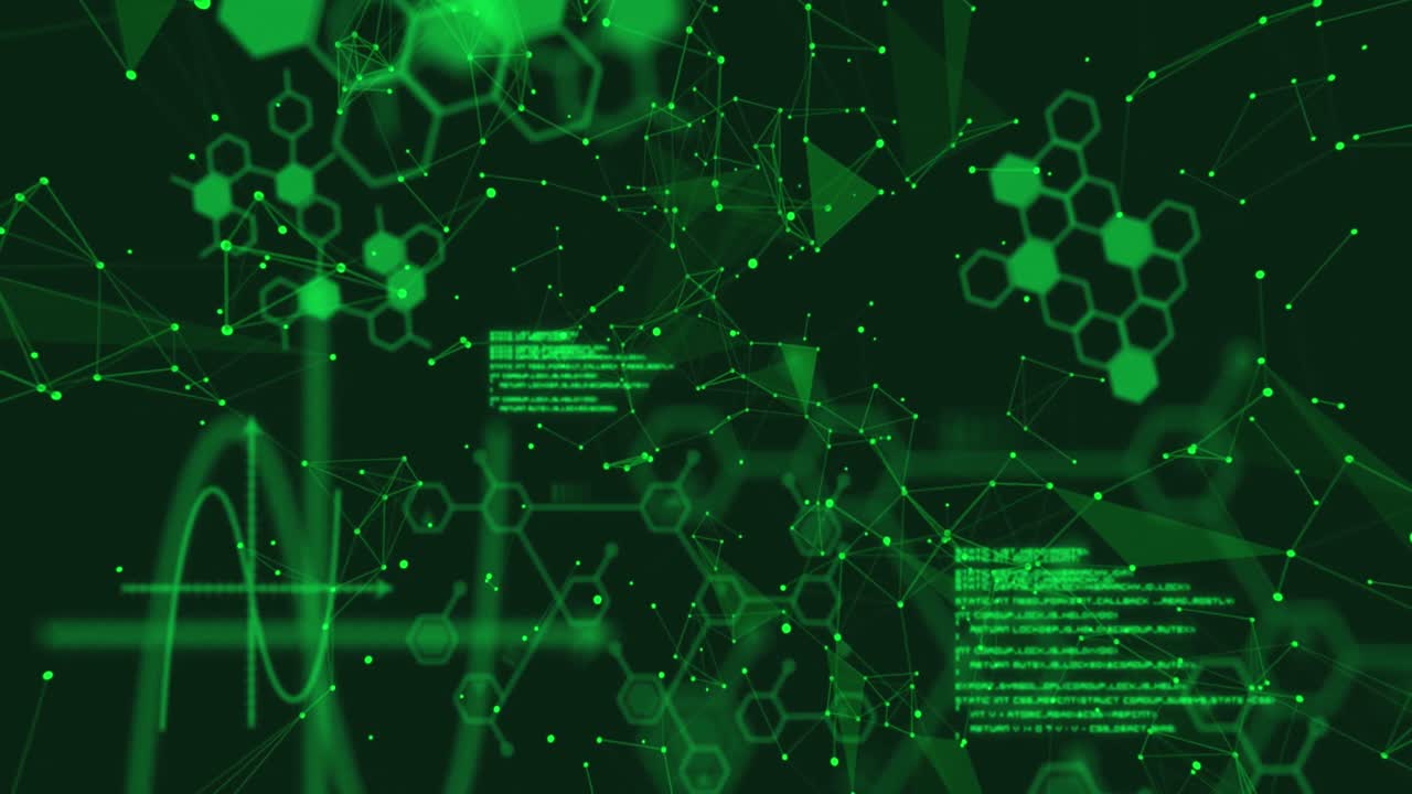 검은 바탕에 과학 데이터 처리의 애니메이션