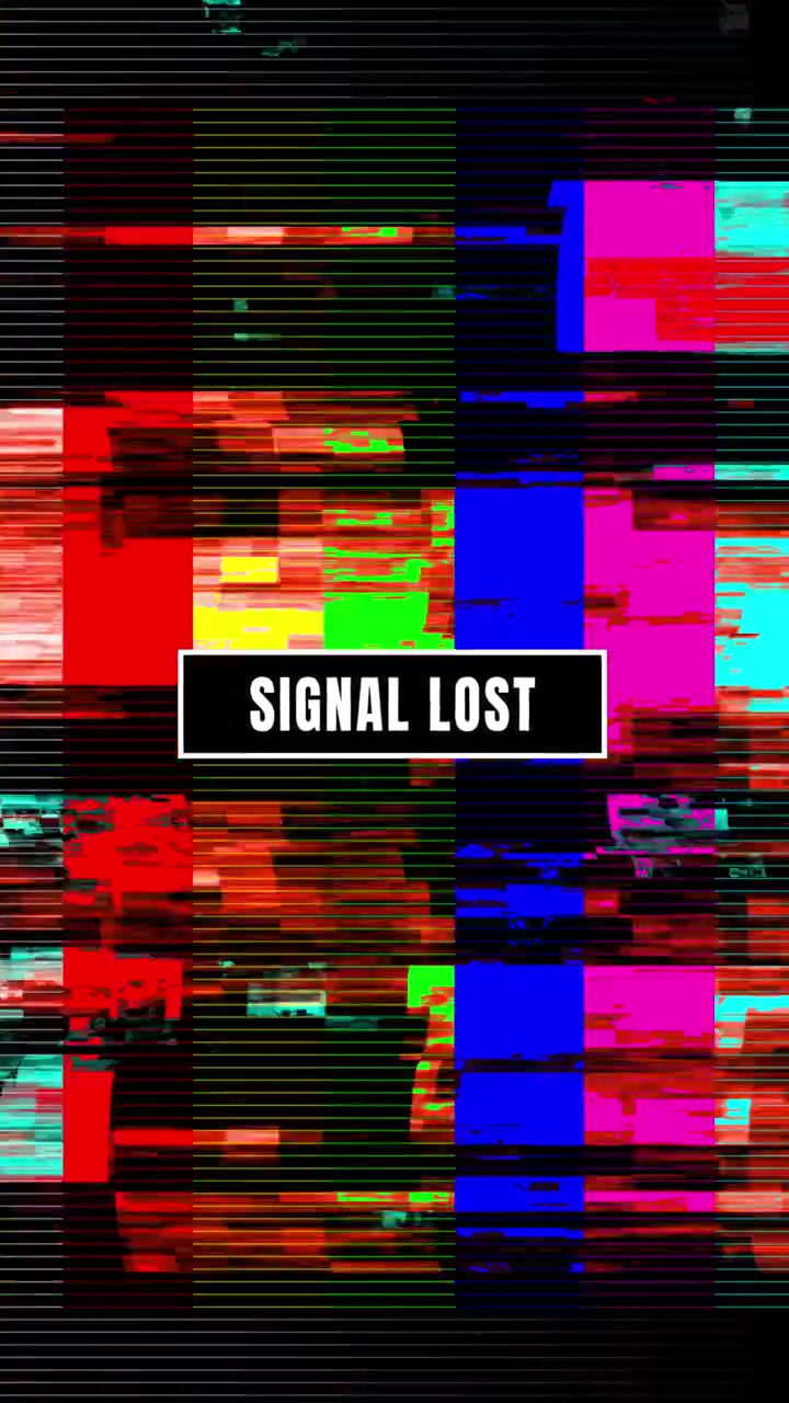 Signal Lost Text Overlay on Distorted Television Test Pattern