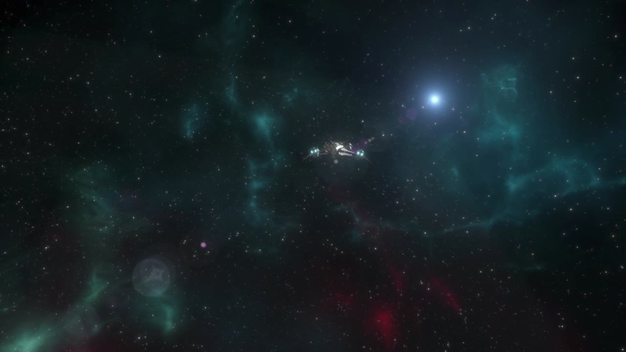 nave espacial en el espacio profundo volando por la cámara