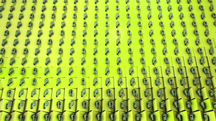 Colorful Sports Whistle and Baseball Abstract Background Yellow