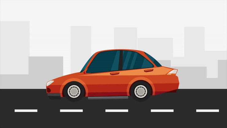 macchina rossa che guida su una strada della città