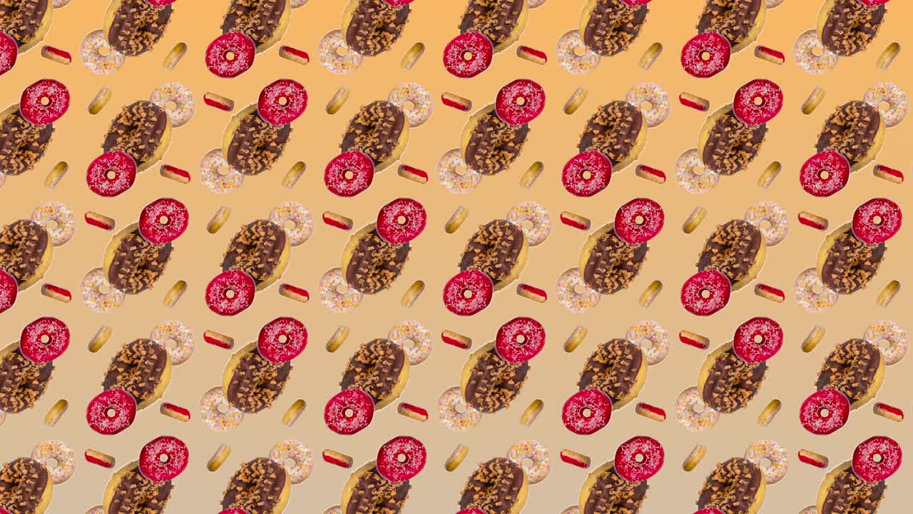 추상적인 다채로운 애니메이션 - 다른 도이 노란색 그라디언트 배경에 으로 움직입니다 - 원활한 루프.