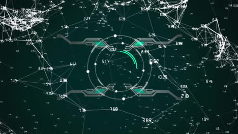 Animation-Der-Datenverarbeitung-Mit-Oszilloskop-Scanning-Und-Verbindungen-Auf-Schwarzem-Hintergrund