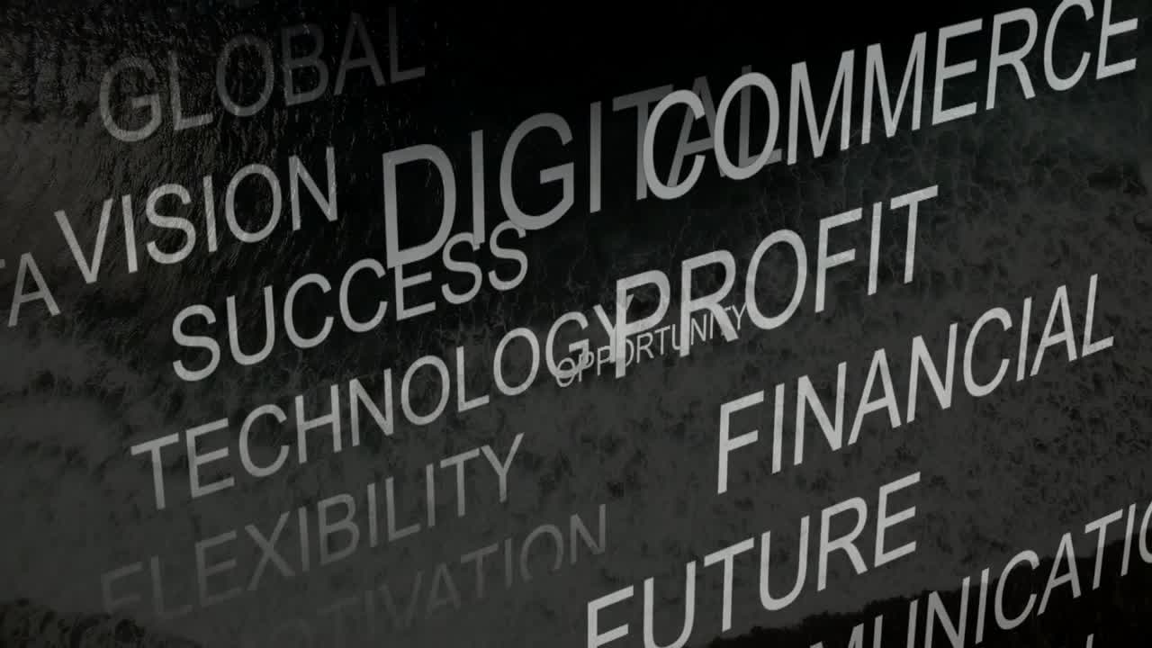 Breaking surf starting floating 3D word column shifting, sliding, fading, highlighting future info