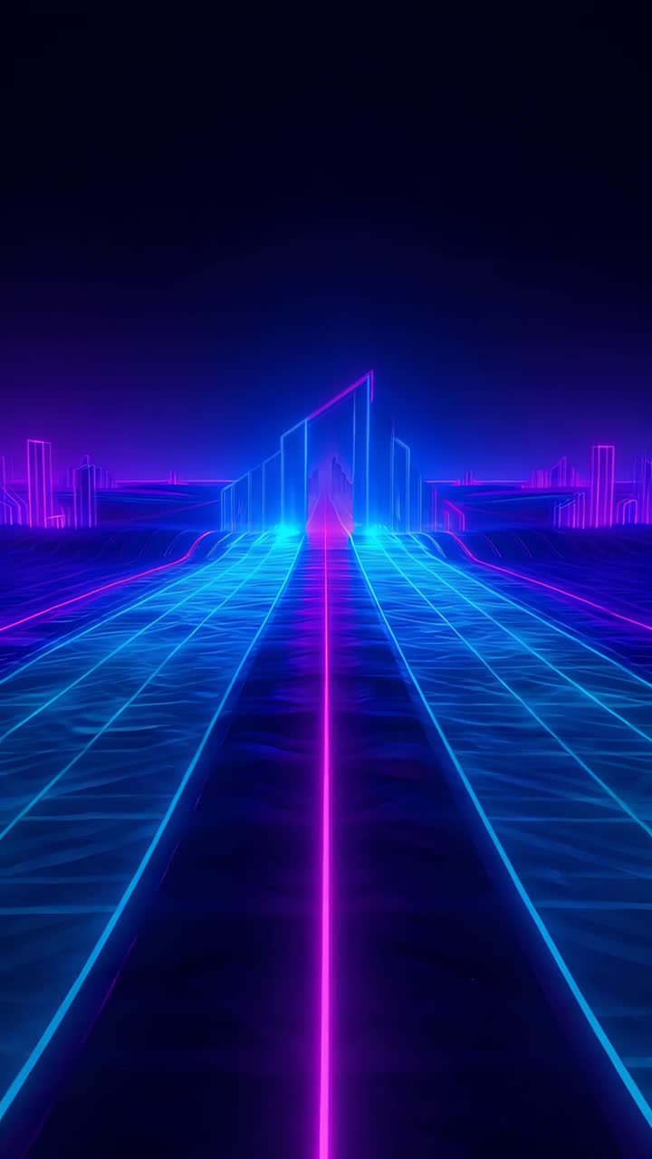 Retro-futuristico Sci-Fi Retrowave Griglia Neon 4K