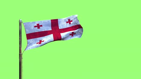 waving flag of georgia for any holiday on chroma key screen, isolated