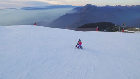 panoramic aerial ski lift and ski area view
