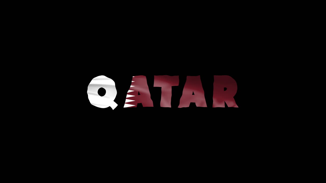 Vídeo de arquivo Premium - País do qatar wiggle texto animação letras ...