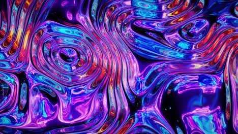 fondo fluido iridescente abstracto en bucle. hermosa superficie de vidrio ondulado de líquido con patrón, color de gradiente y ondas de flujo en él. bg creativo brillante con animación suave y suave.