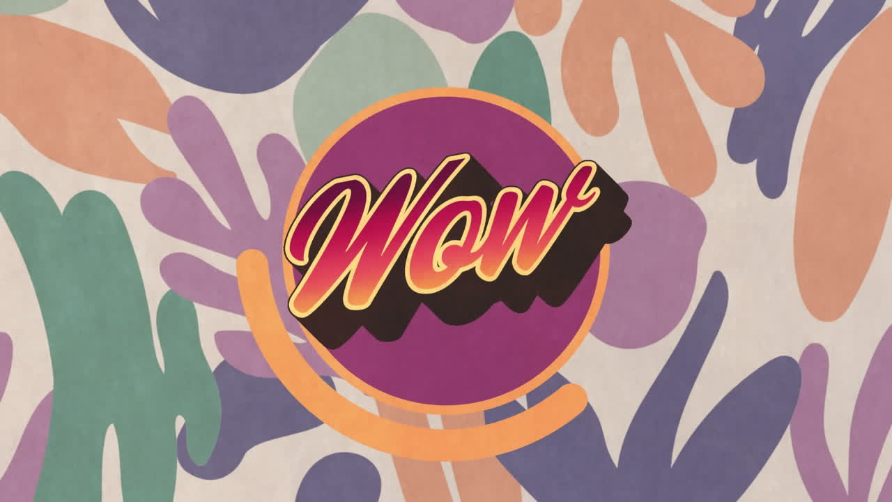 다채로운 식물 위에 와우 텍스트의 애니메이션