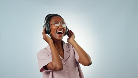 Singing,-dance-or-black-woman-listening-to-music