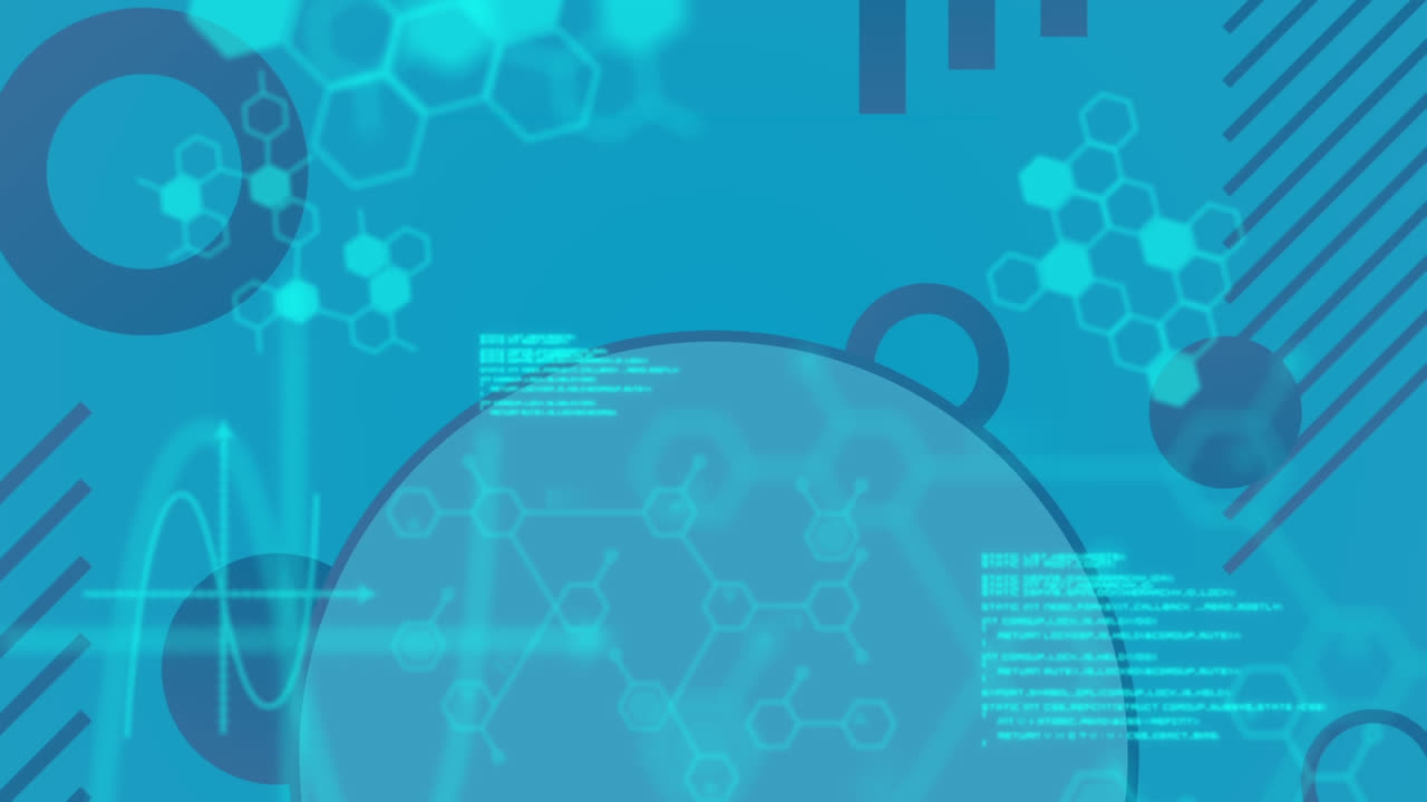 Animation of scientific data processing on blue background