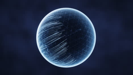 digital sphere with glowing lines structure, 3d rendering.