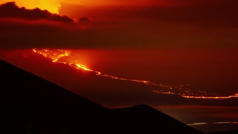 mauna loa eruption seen from mauna kea's access road