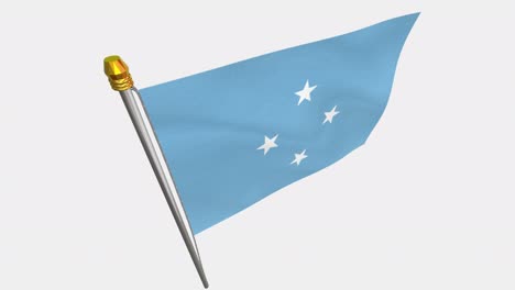video de bucle de los estados federados de micronesia bandera revoloteando en el viento, vídeo en cámara lenta de 4k, con canal alfa