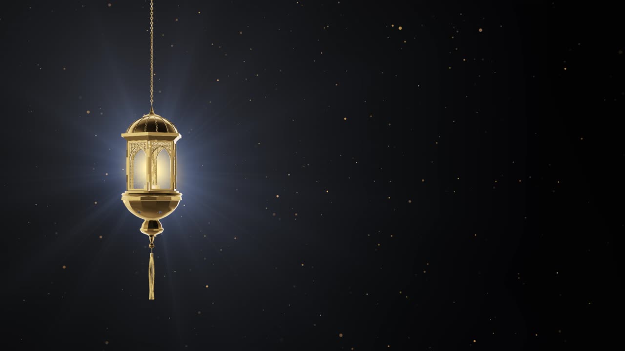 4k golden ramadan candle lantern glows with rays loop background 4k loop video animation bokeh